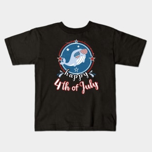 Cute Whale Happy 4th of July Kids T-Shirt